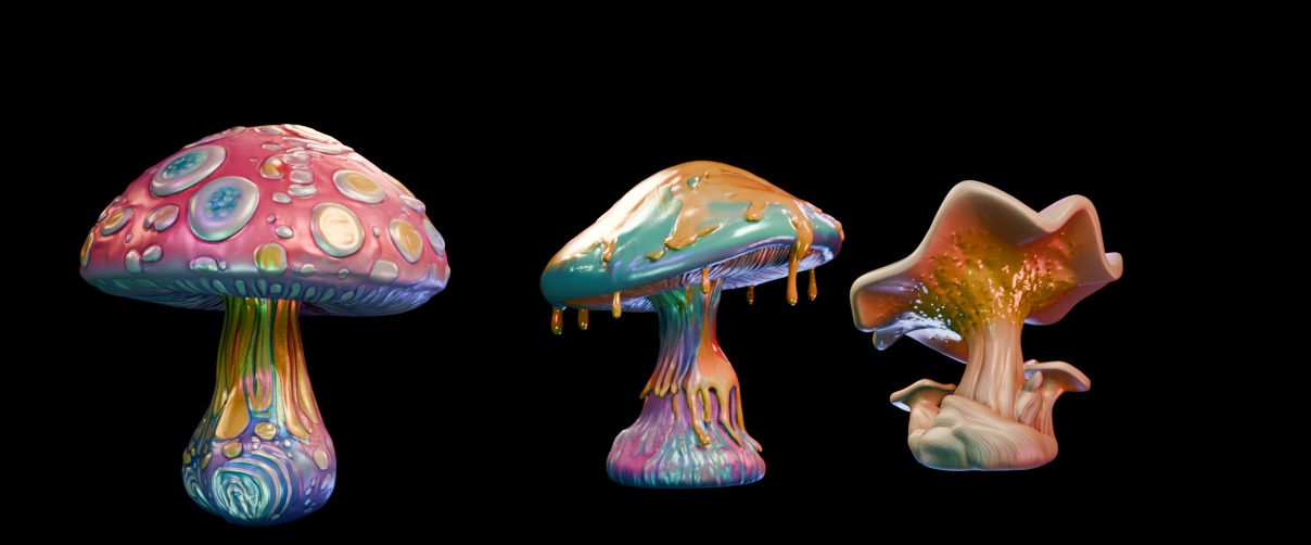 Trippy Mushroom Pack Low-poly 3D model_2