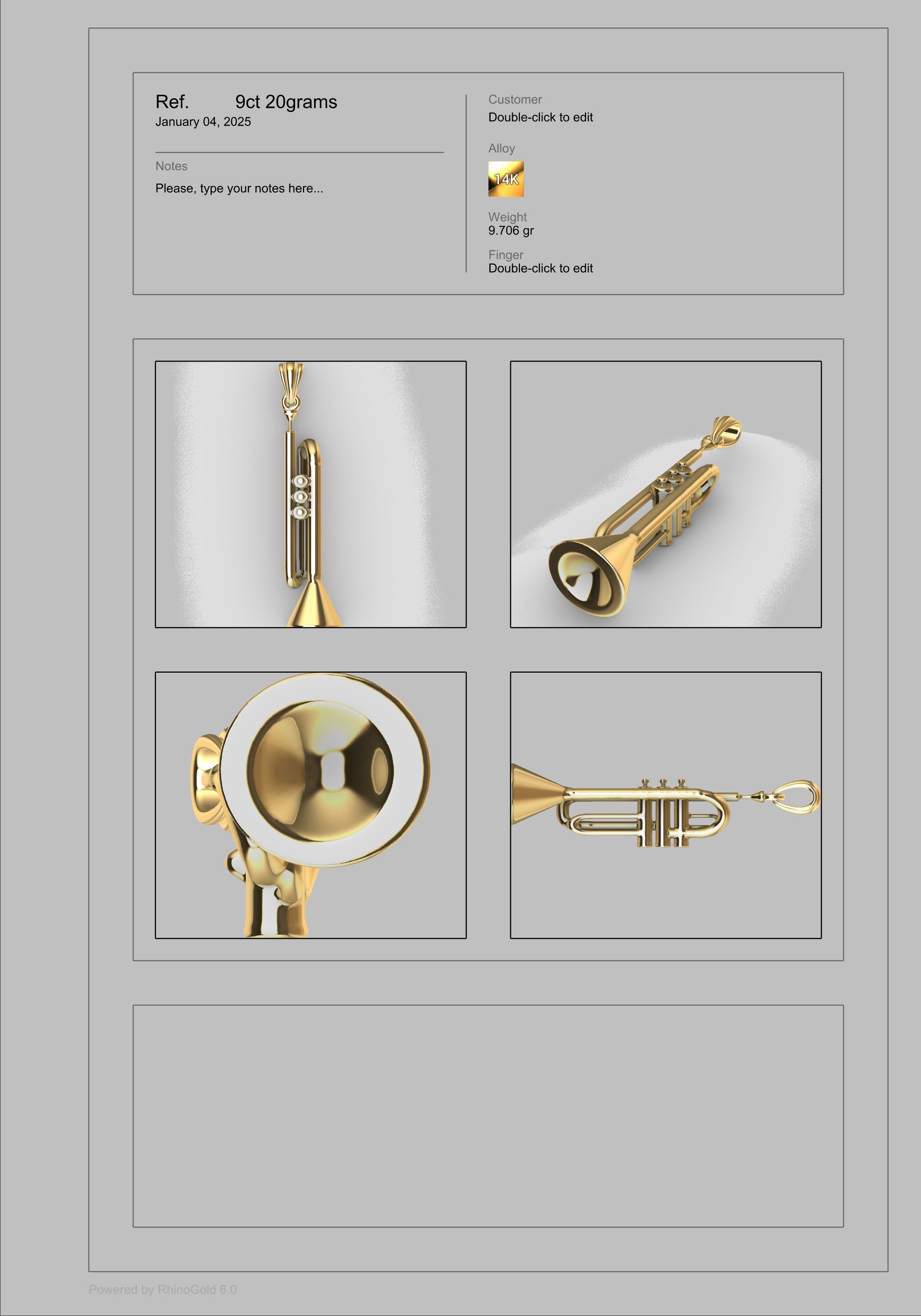 Trumpet pendant  3D print model_12