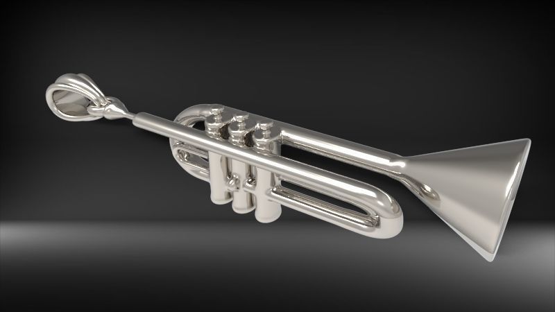 Trumpet pendant  3D print model_2