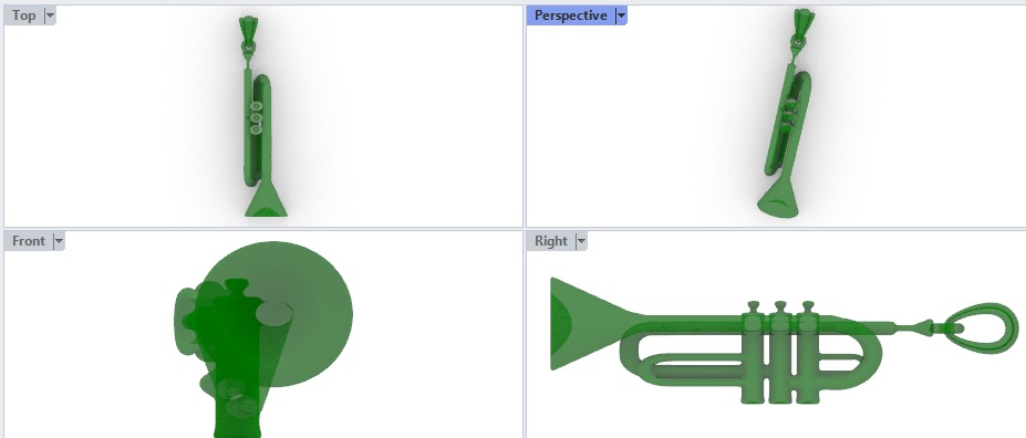 Trumpet pendant  3D print model_7
