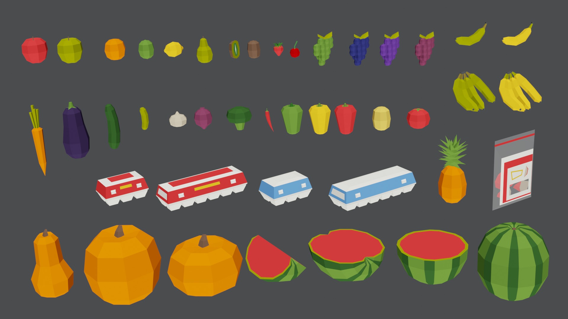 Low Poly Style Groceries Pack Low-poly 3D model_2