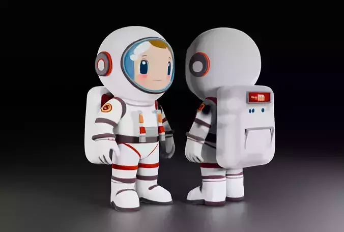 Cartoon Astronaut Low-poly 3D model