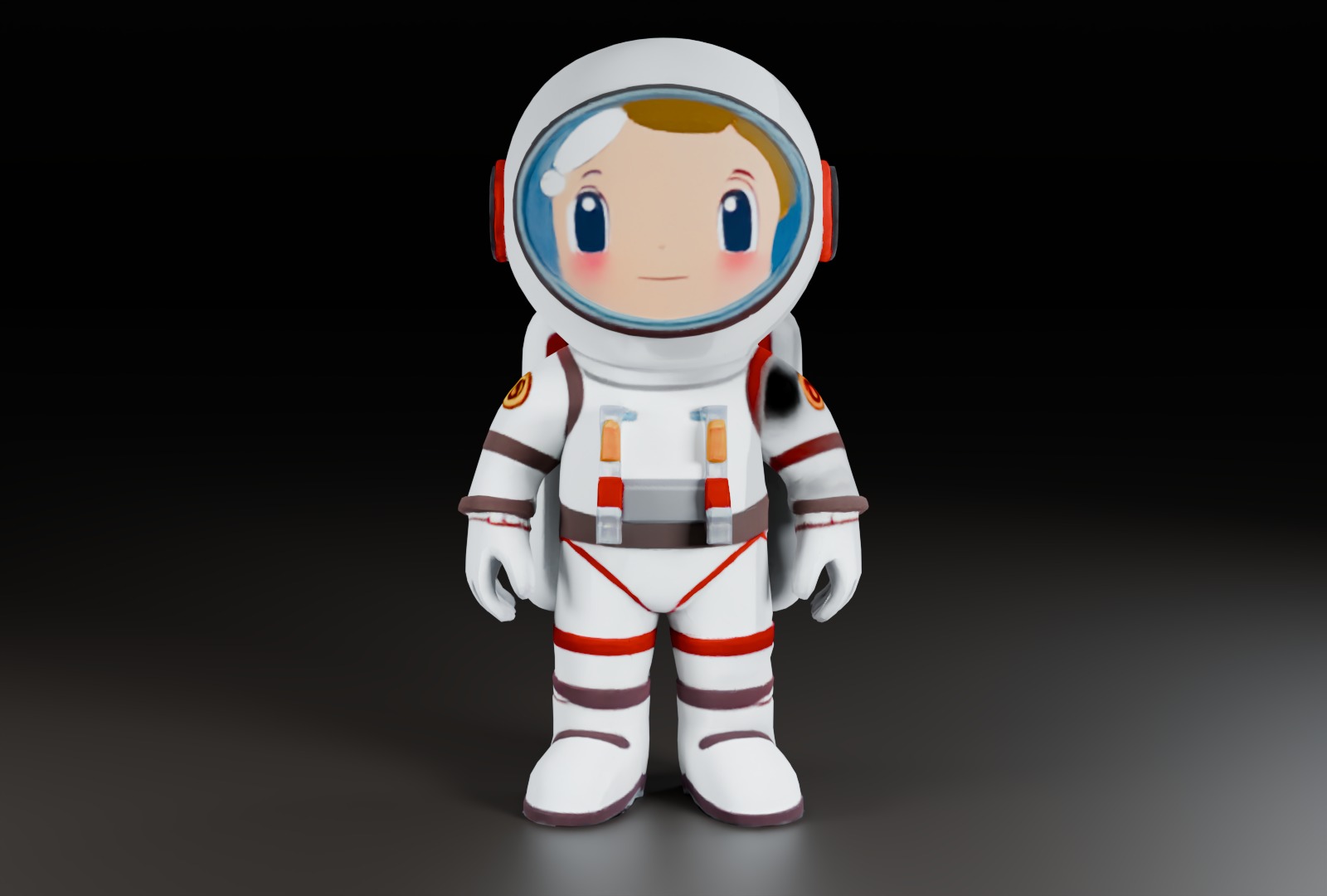 Cartoon Astronaut Low-poly 3D model_1