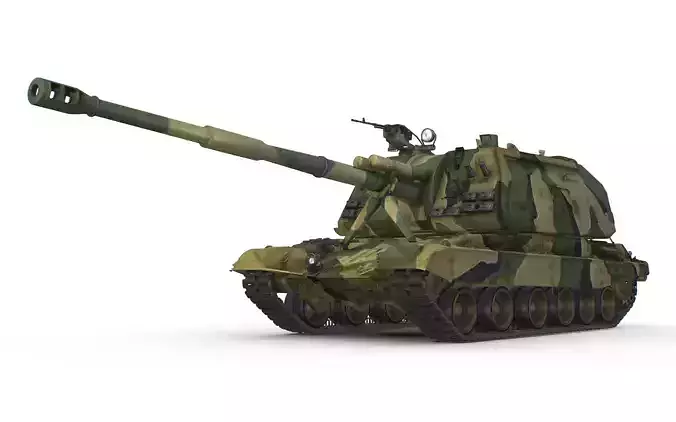 Russian Self Propelled Howitzer 2S19 Msta-S USSR Military Low-poly 3D model