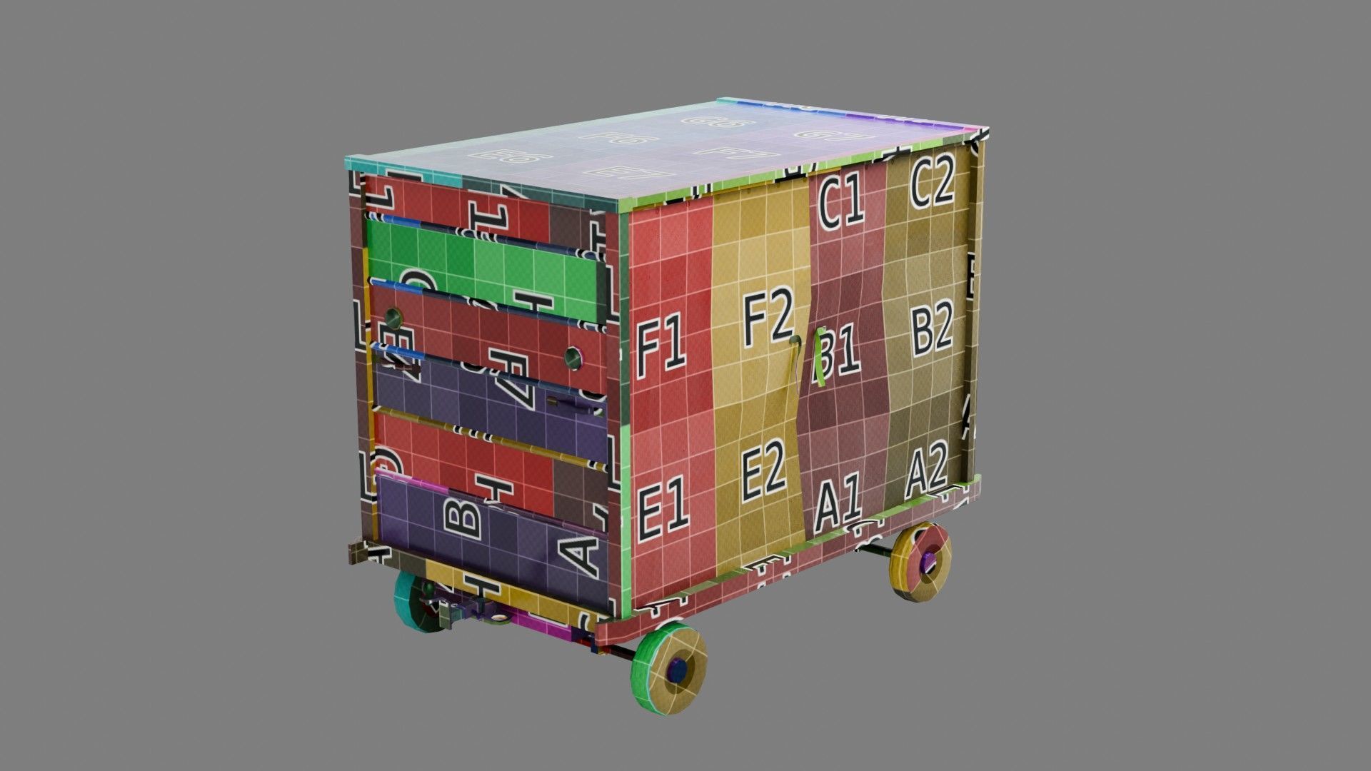 Lowpoly Airport Baggage Cart Low-poly 3D model_1