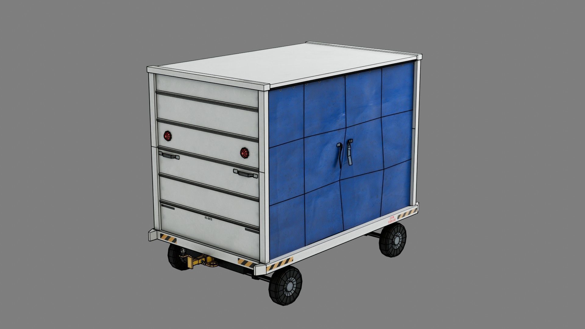 Lowpoly Airport Baggage Cart Low-poly 3D model_2