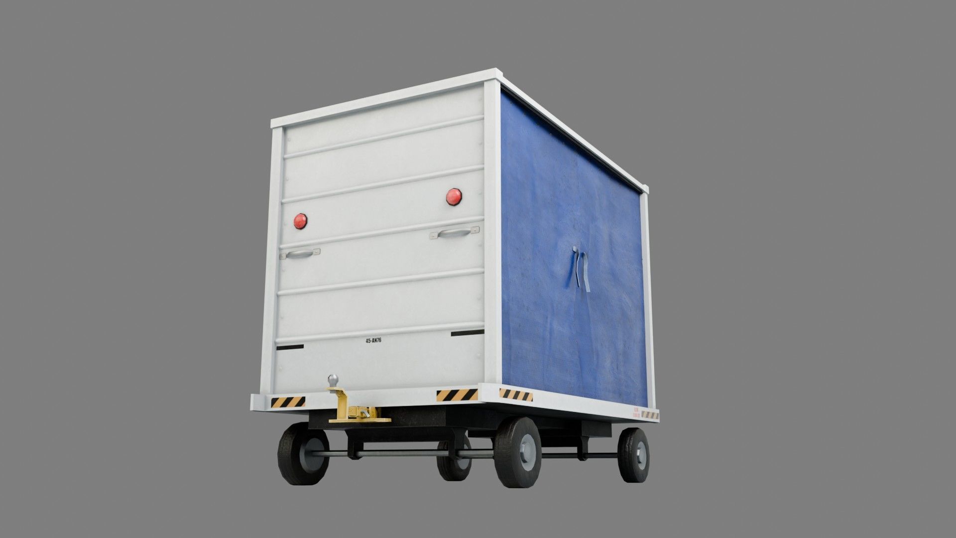 Lowpoly Airport Baggage Cart Low-poly 3D model_8