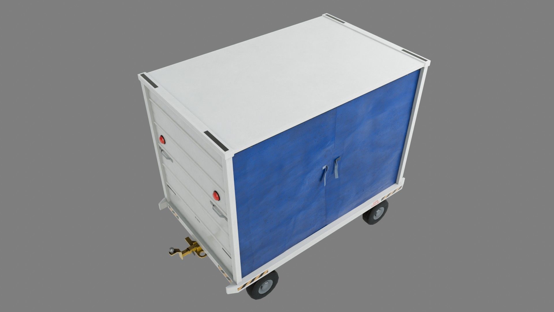 Lowpoly Airport Baggage Cart Low-poly 3D model_6