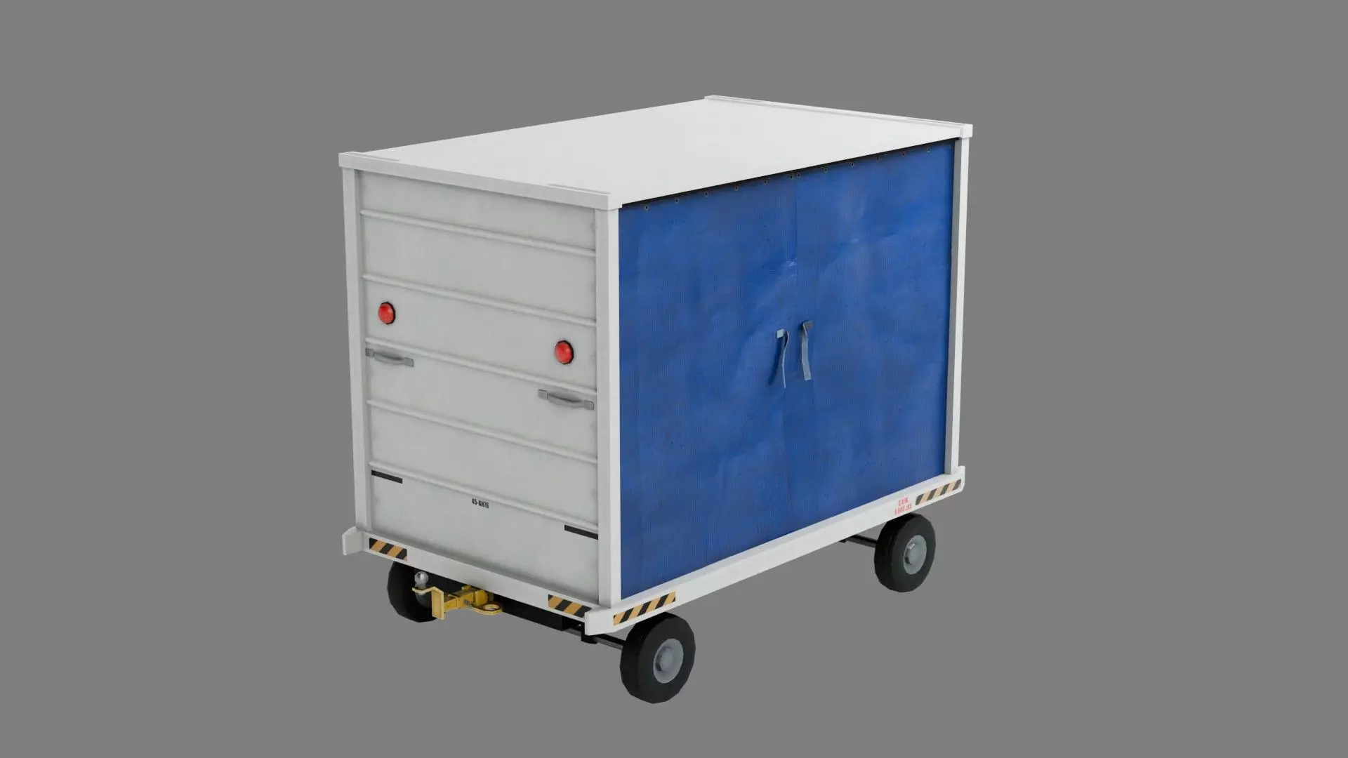 Lowpoly Airport Baggage Cart Low-poly 3D model_0