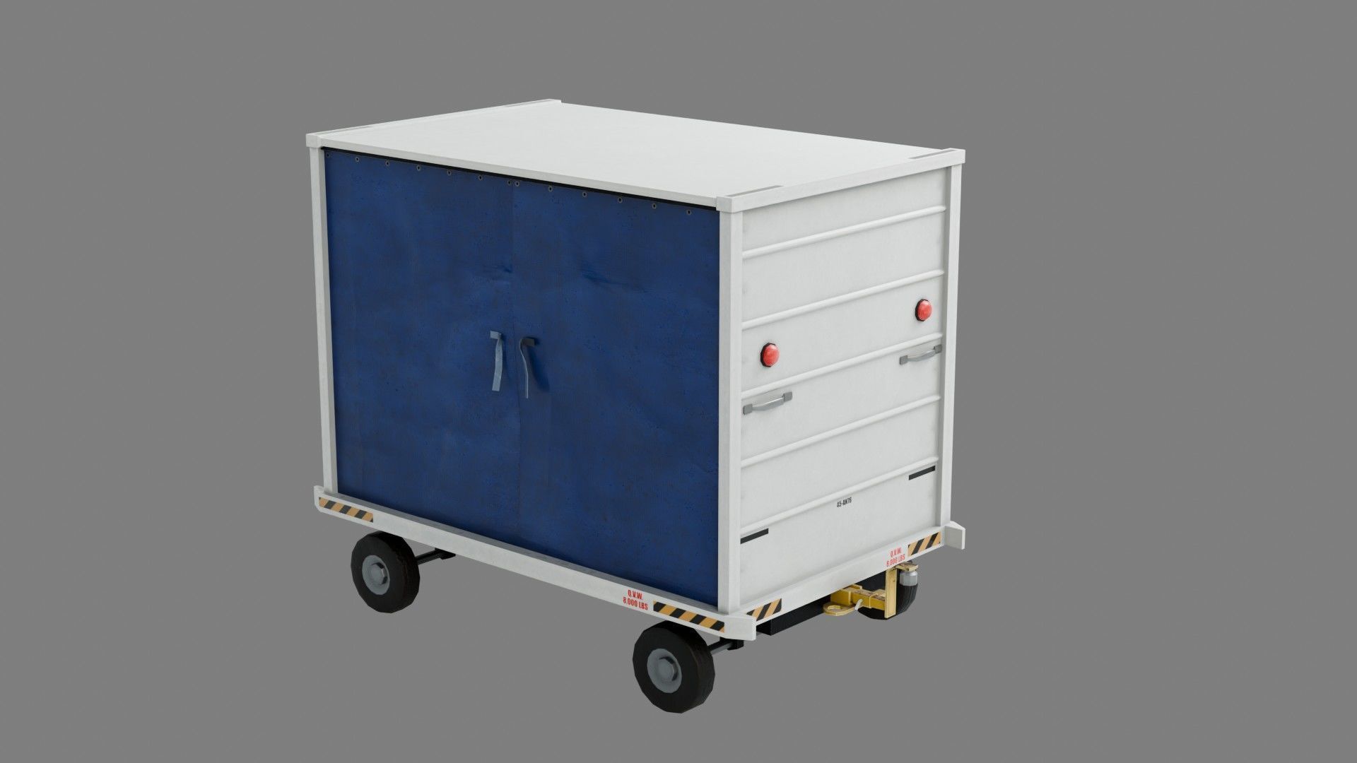 Lowpoly Airport Baggage Cart Low-poly 3D model_5