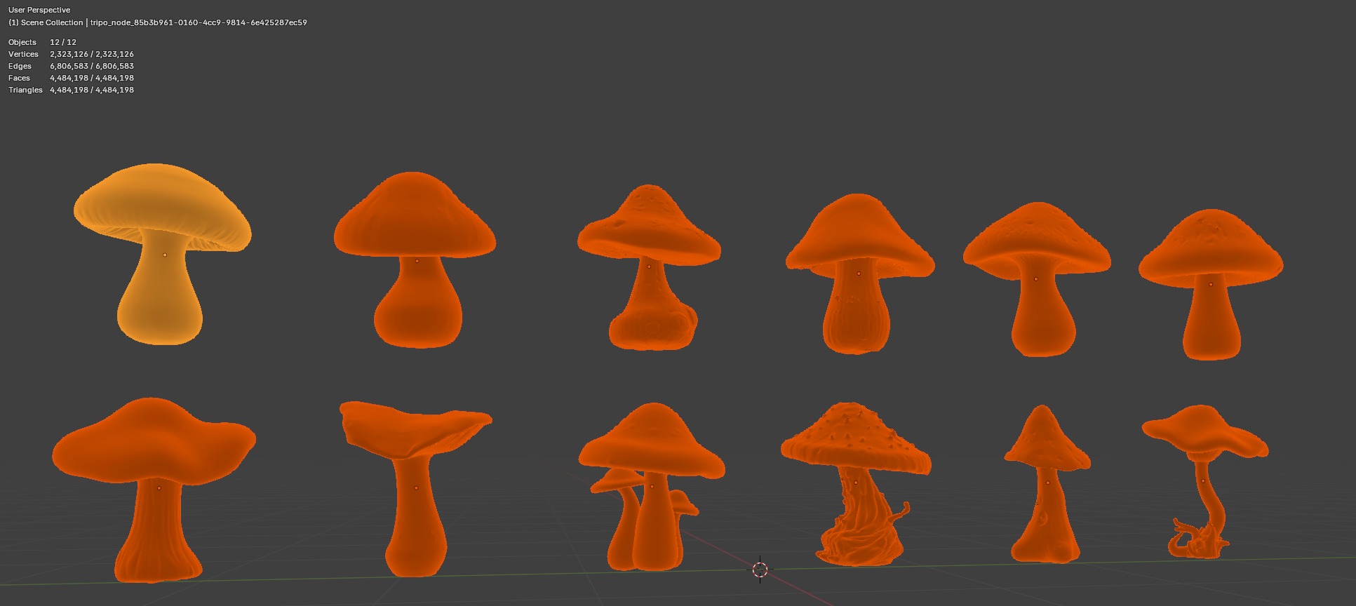 Golden Mushrooms Megapack 3D print model_11