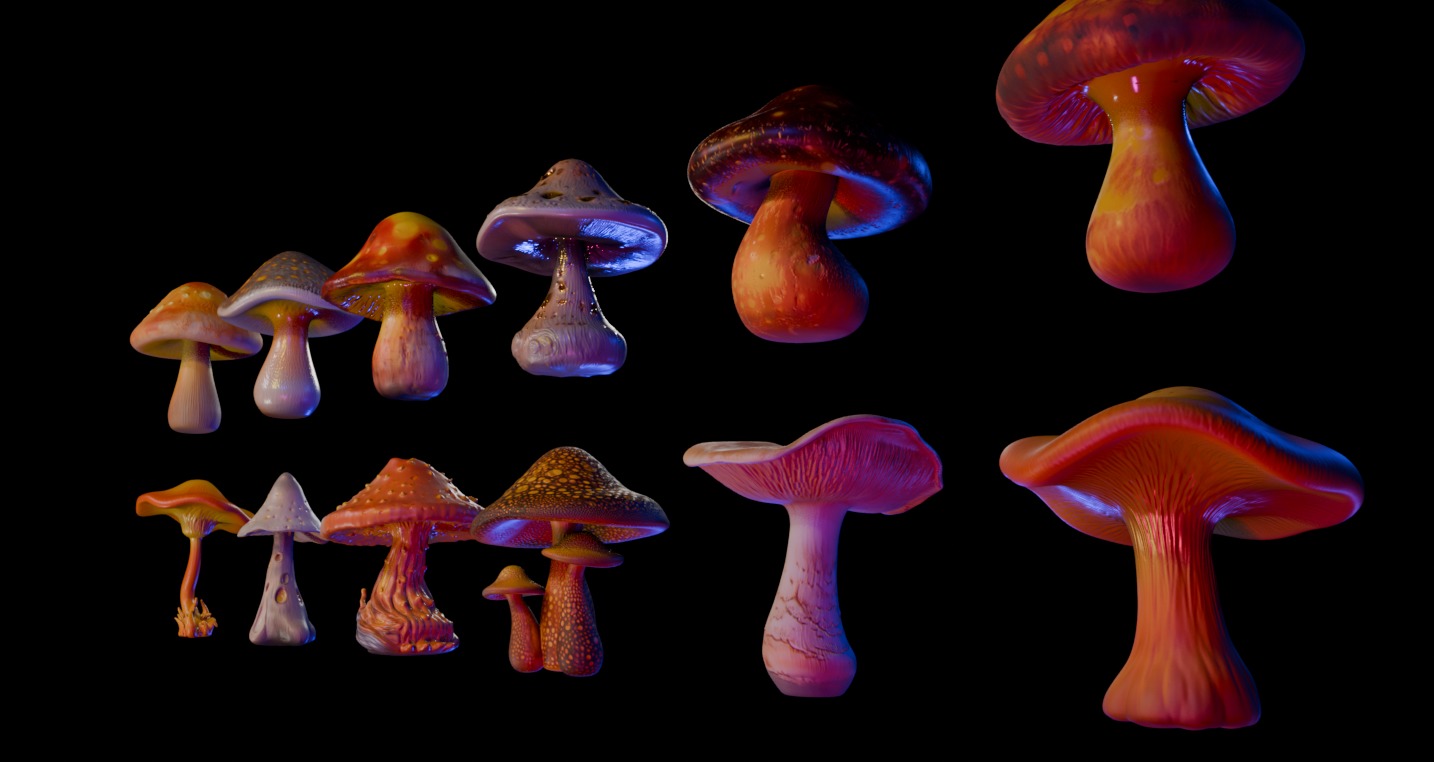 Golden Mushrooms Megapack 3D print model_5