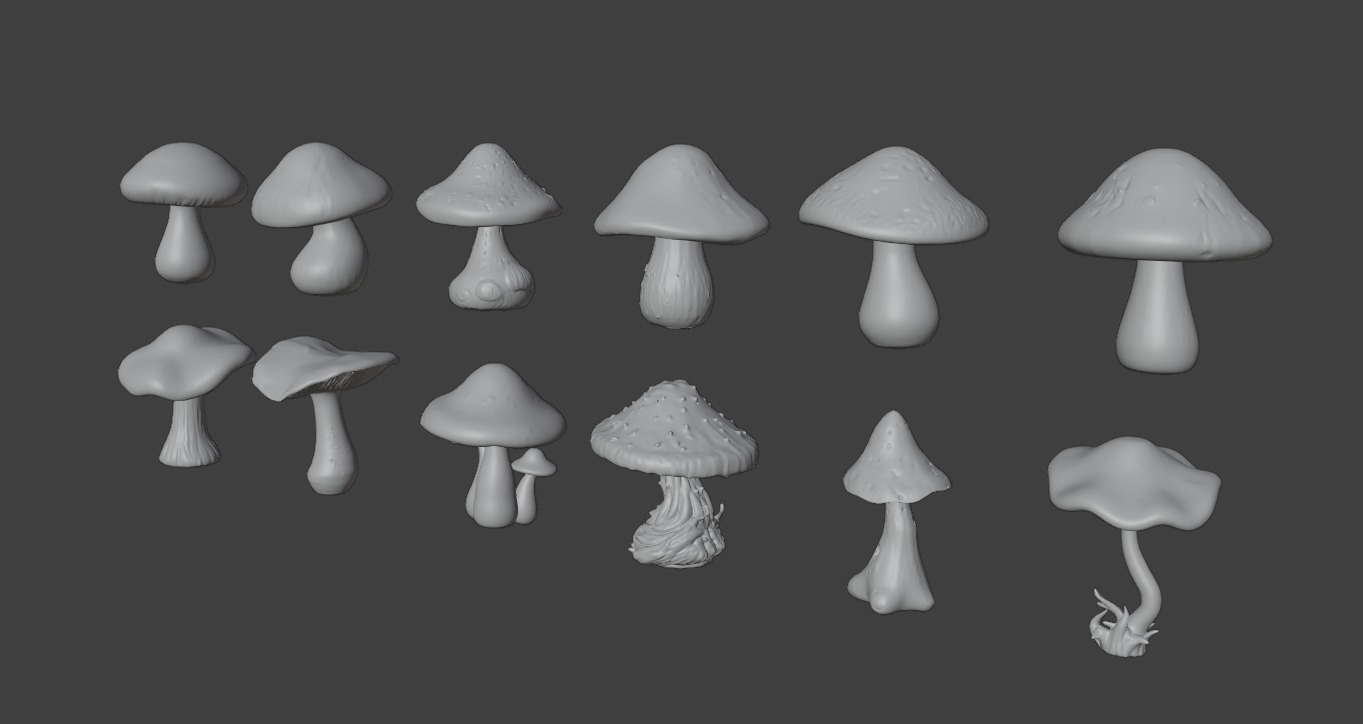 Golden Mushrooms Megapack 3D print model_10