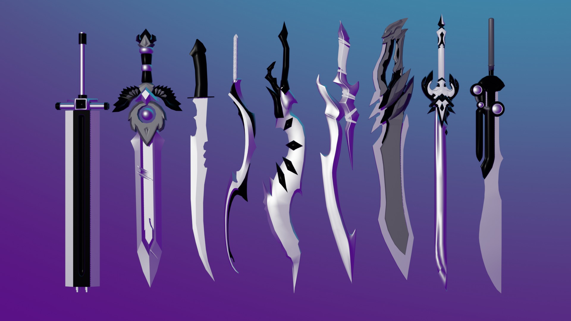100 Fantasy Weapons Basemesh Pack V7 Low-poly 3D model_8
