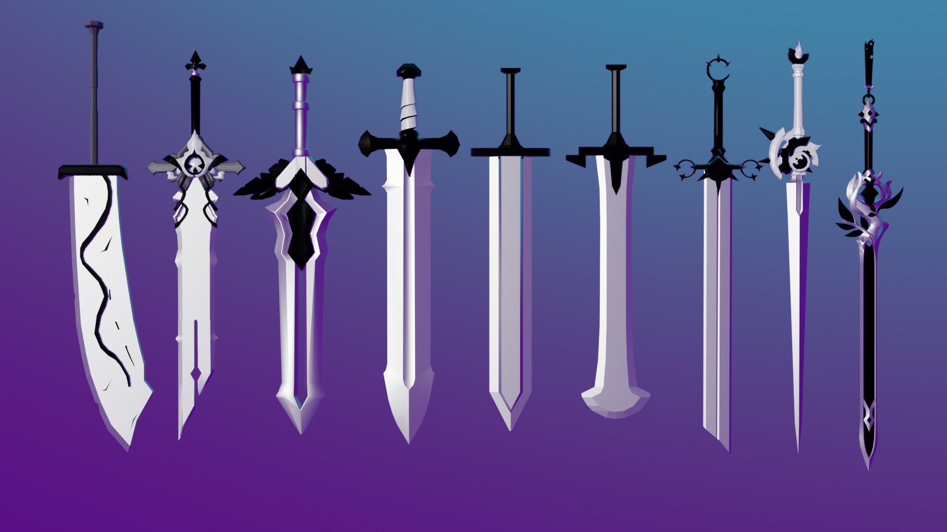 100 Fantasy Weapons Basemesh Pack V7 Low-poly 3D model_5