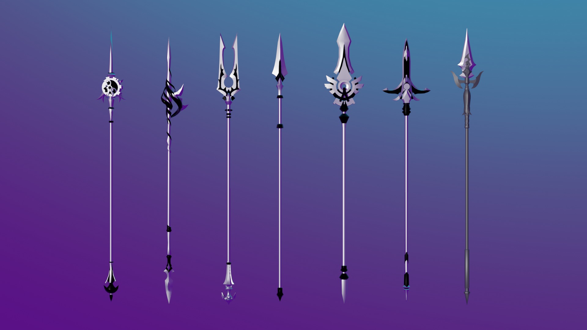 100 Fantasy Weapons Basemesh Pack V7 Low-poly 3D model_3