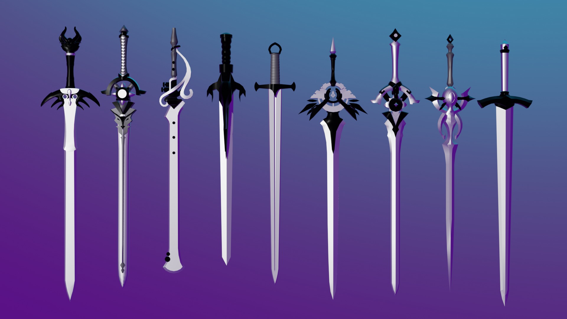 100 Fantasy Weapons Basemesh Pack V7 Low-poly 3D model_6