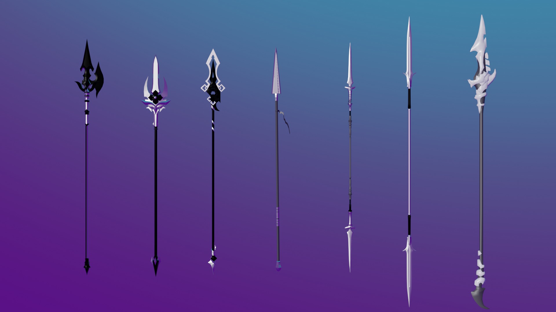 100 Fantasy Weapons Basemesh Pack V7 Low-poly 3D model_4
