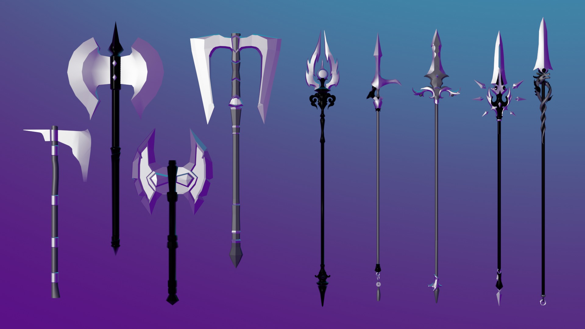 100 Fantasy Weapons Basemesh Pack V7 Low-poly 3D model_2