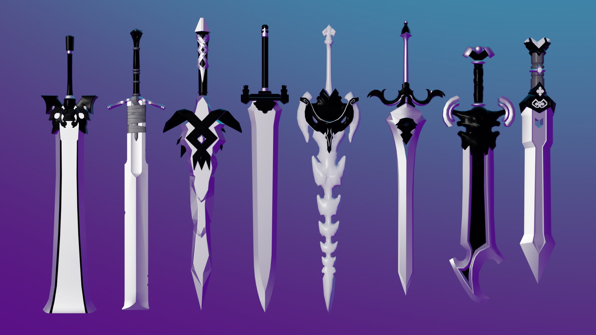 100 Fantasy Weapons Basemesh Pack V7 Low-poly 3D model_1