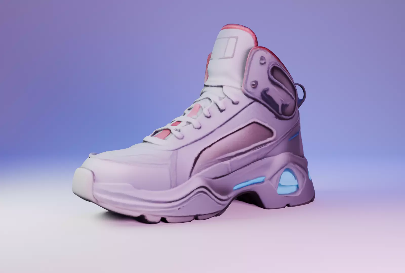 Futuristic Sneakers Low-poly 3D model_0