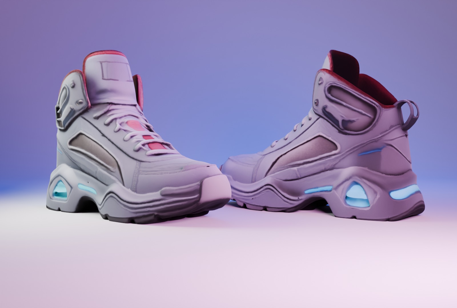 Futuristic Sneakers Low-poly 3D model_1