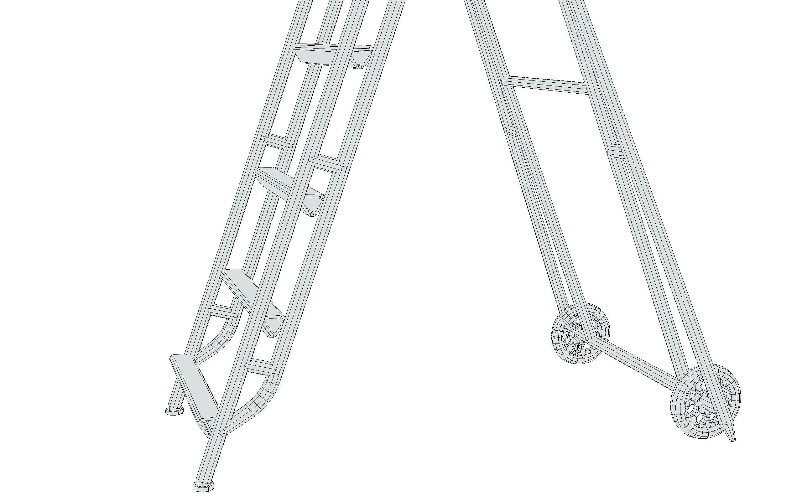 Red Steel Ladder Wheels Aircraft Maintenance Lowpoly 3D Model Low-poly 3D model_14