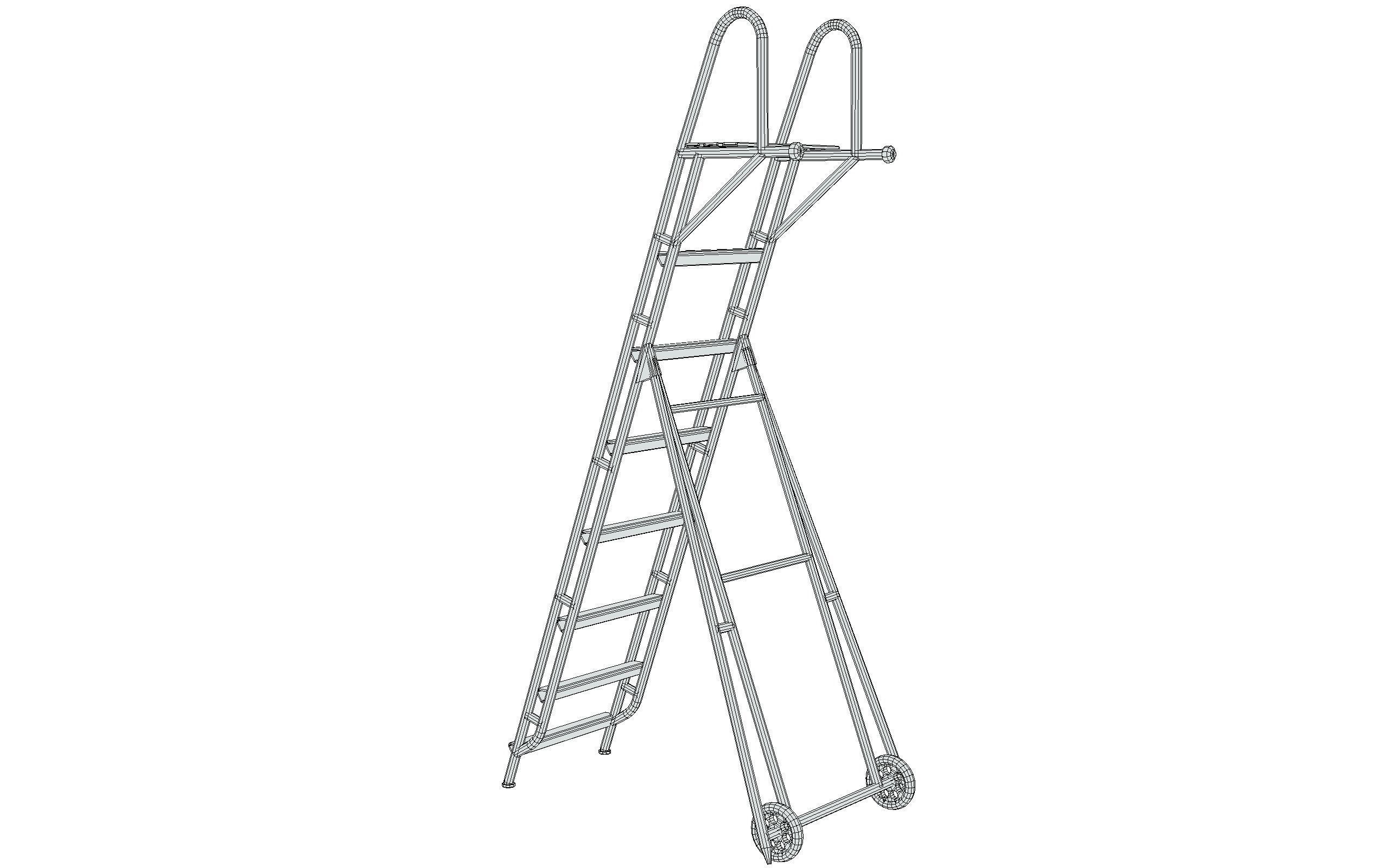 Red Steel Ladder Wheels Aircraft Maintenance Lowpoly 3D Model Low-poly 3D model_11