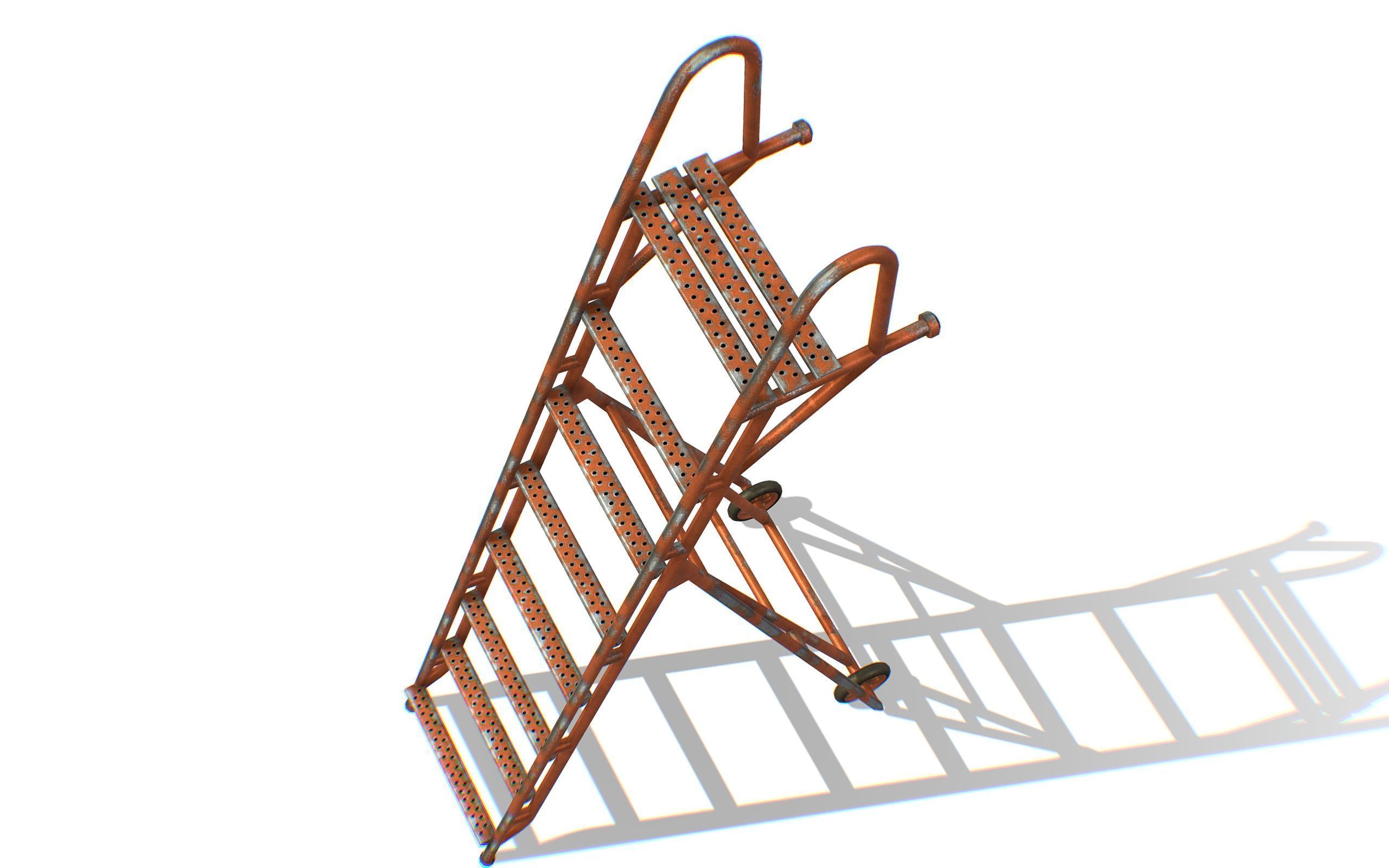 Red Steel Ladder Wheels Aircraft Maintenance Lowpoly 3D Model Low-poly 3D model_7
