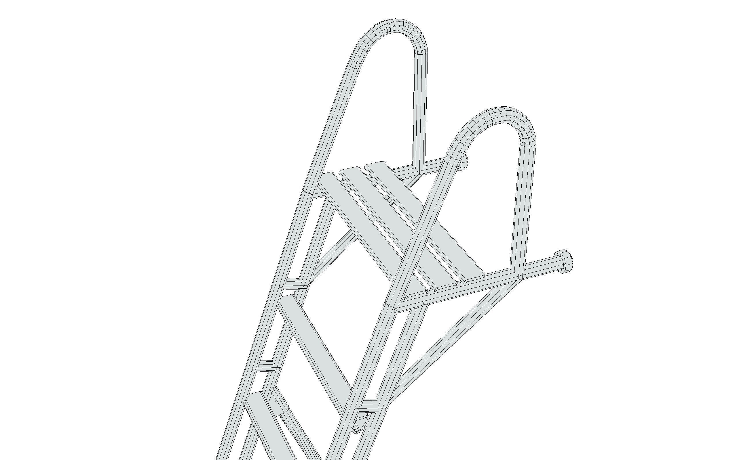 Red Steel Ladder Wheels Aircraft Maintenance Lowpoly 3D Model Low-poly 3D model_13