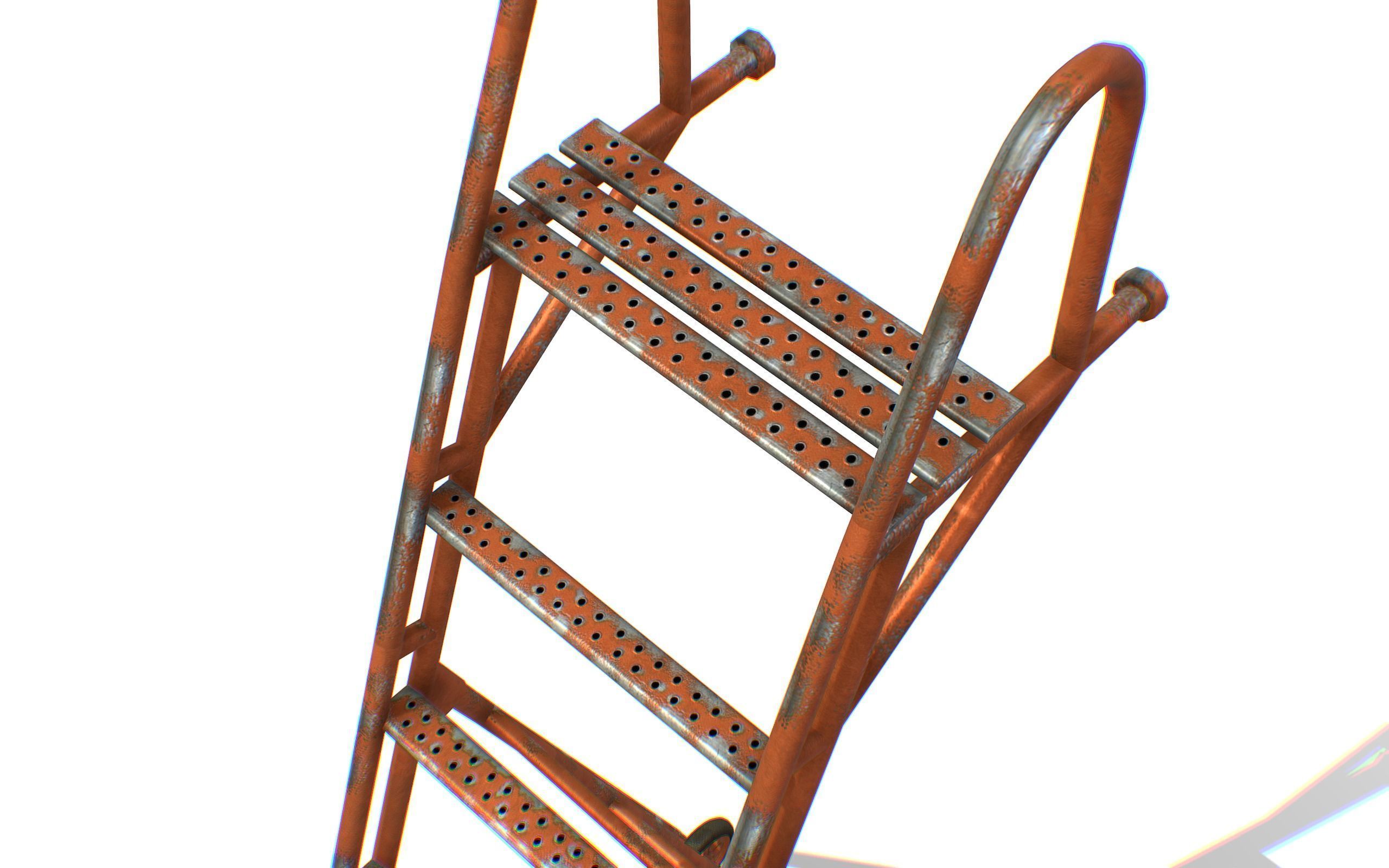 Red Steel Ladder Wheels Aircraft Maintenance Lowpoly 3D Model Low-poly 3D model_8