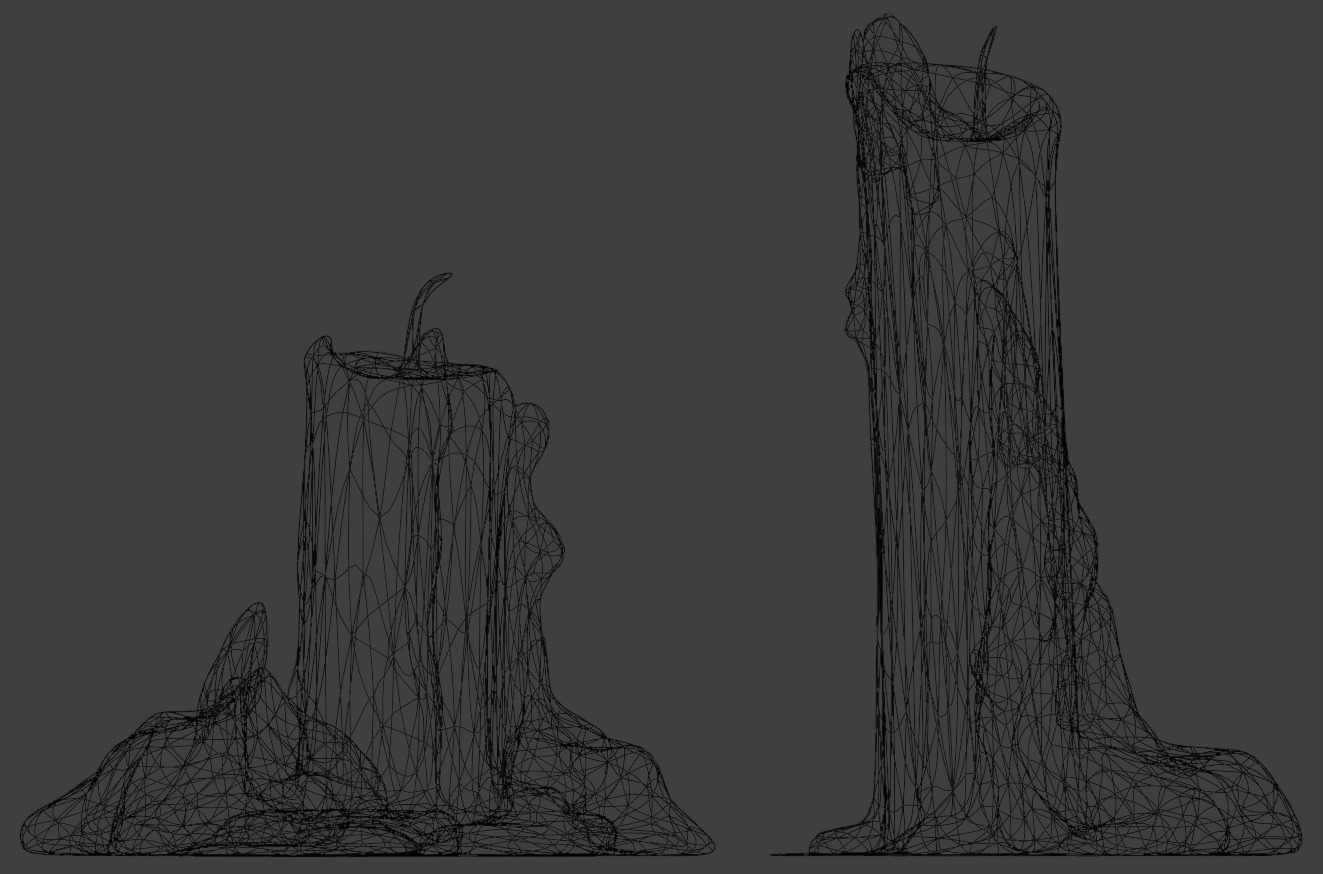 4K High Polly Melted Candles Pack 3D model_3