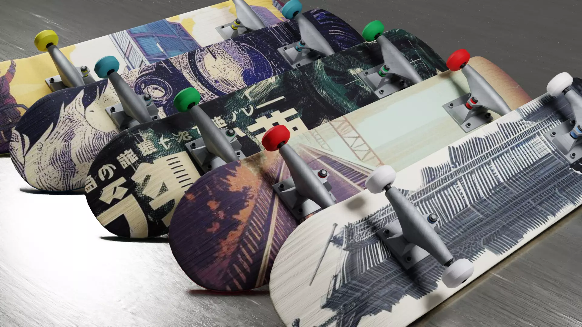 Realistic skateboards AssetPack Low-poly 3D model_0