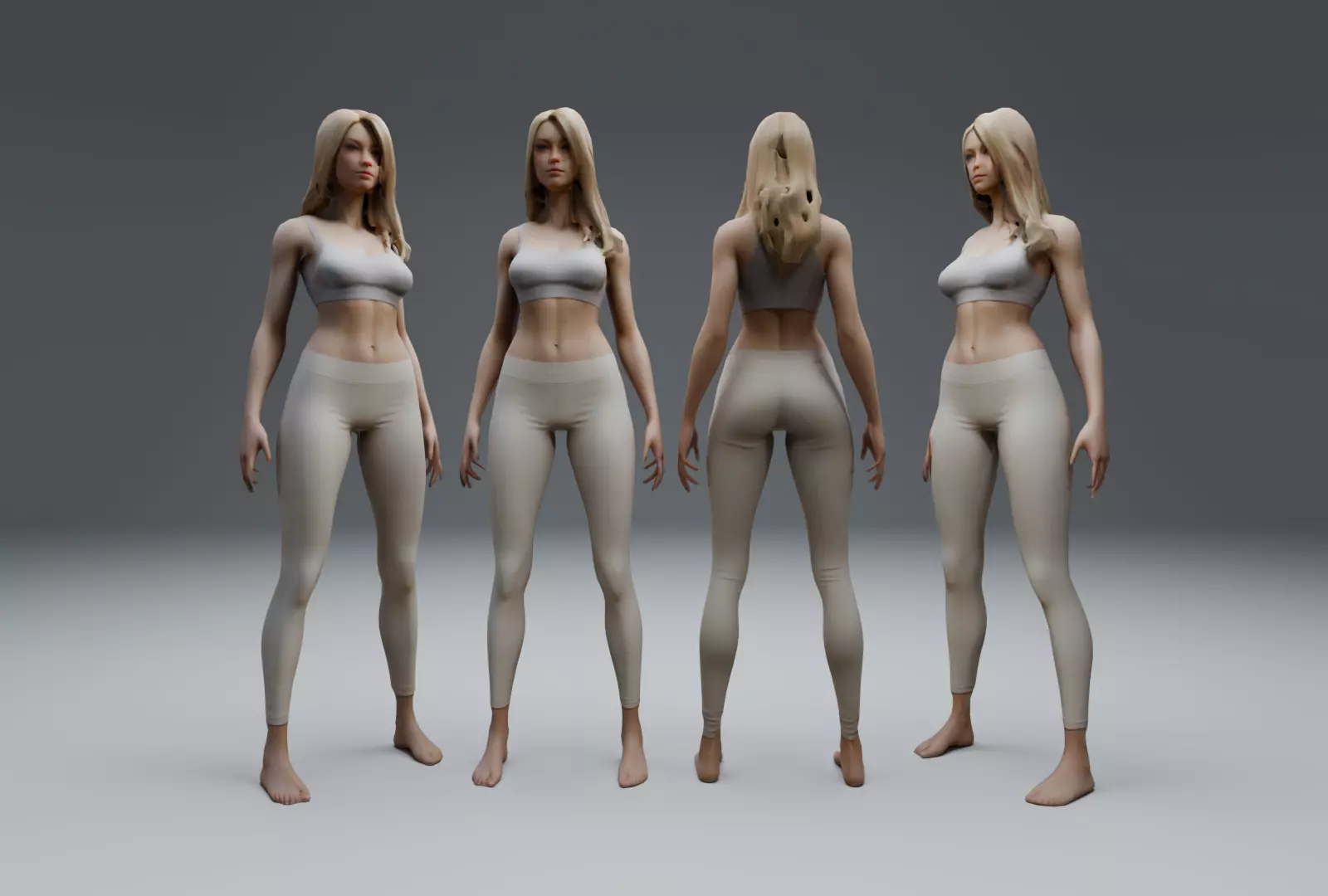 Blond Woman Female Character Low-poly 3D model_0