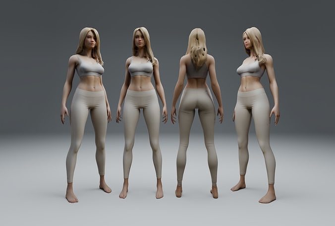 Blond Woman Female Character Low-poly 3D model