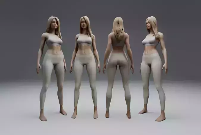 Blond Woman Female Character Low-poly 3D model