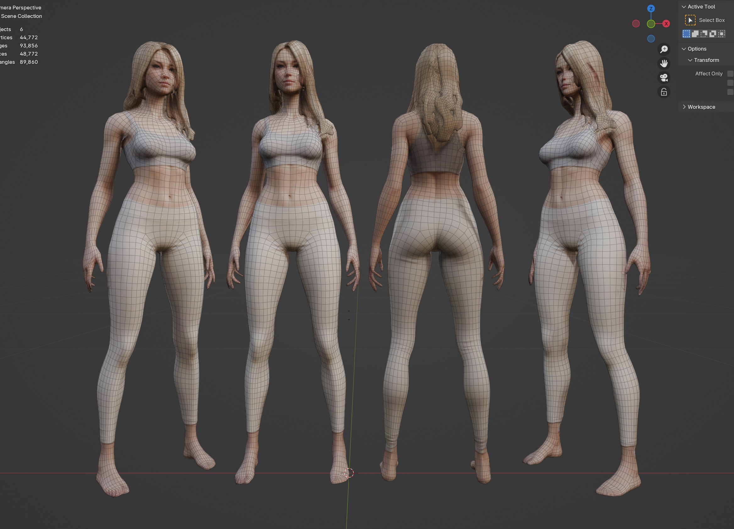 Blond Woman Female Character Low-poly 3D model_1