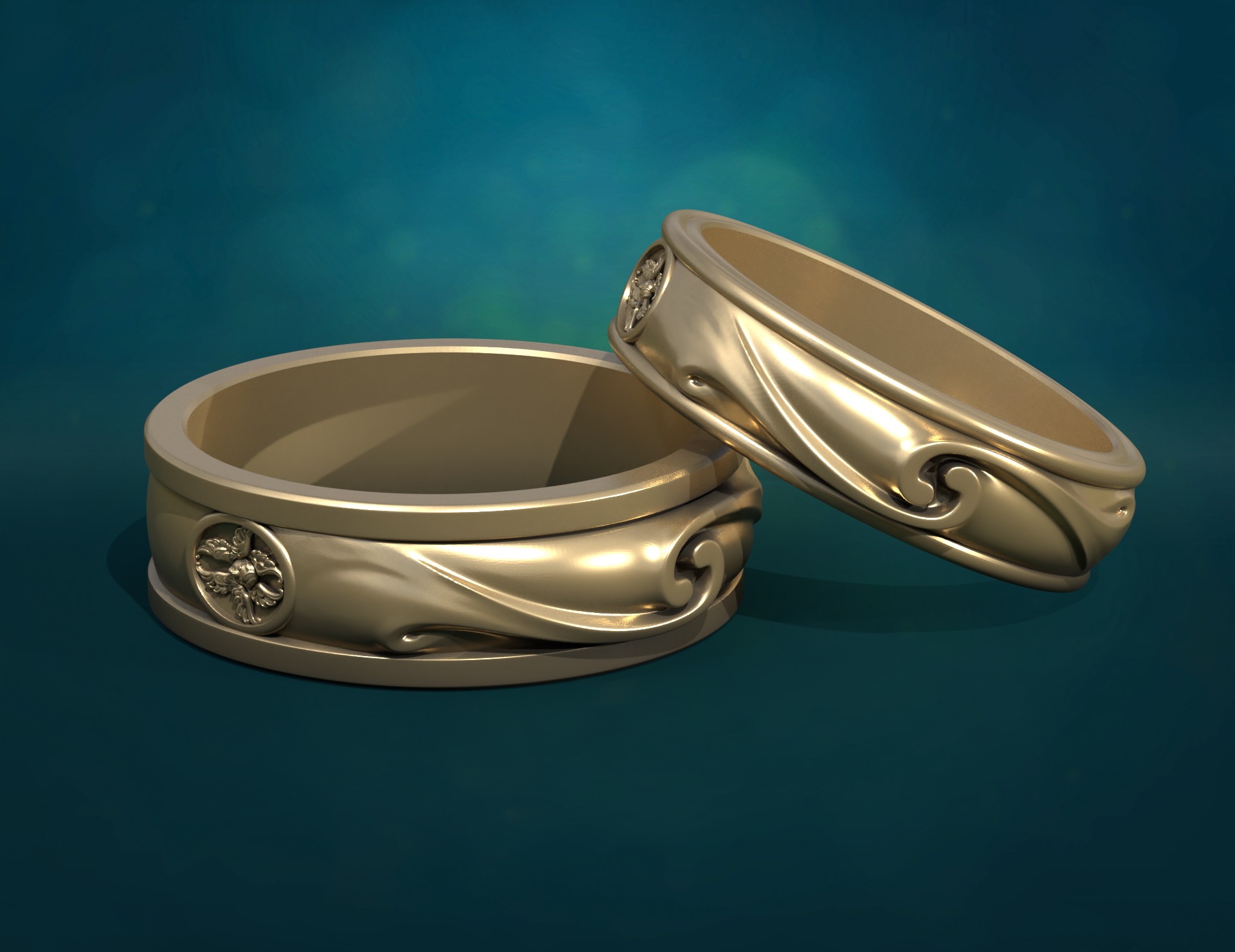 Wedding Rings 3D print model_9