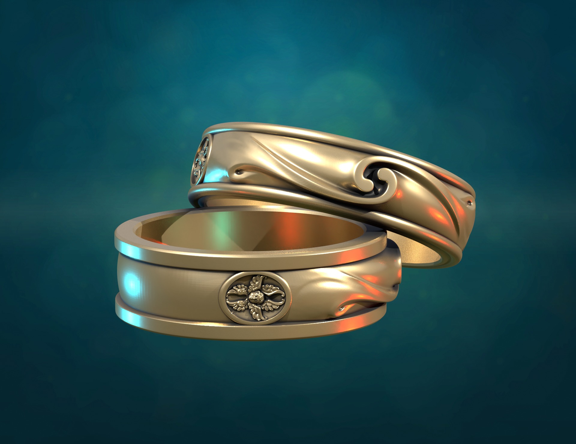 Wedding Rings 3D print model_12