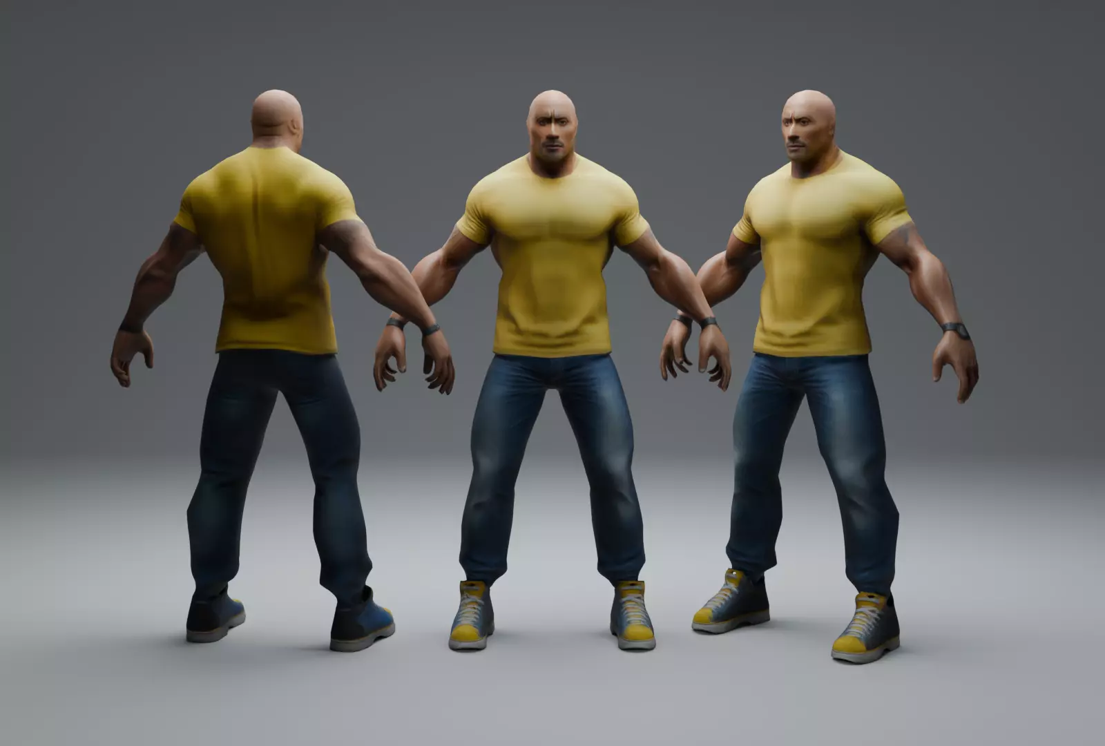 Dwayne Johnson The Rock fully rig Low-poly 3D model