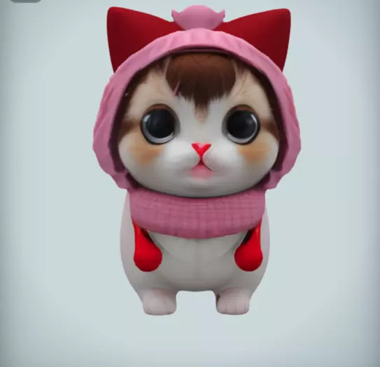 Cute Cat Cartoon Low-poly 3D model_0