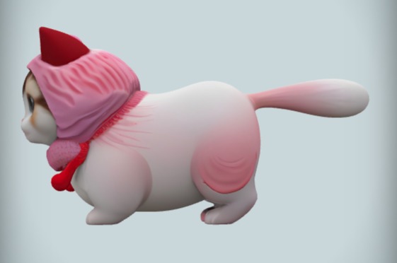 Cute Cat Cartoon Low-poly 3D model_2