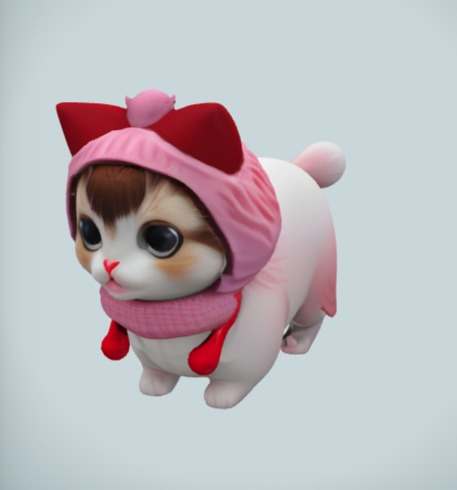 Cute Cat Cartoon Low-poly 3D model_4