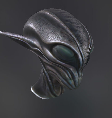 Realistic Alien Bust 3D print model
