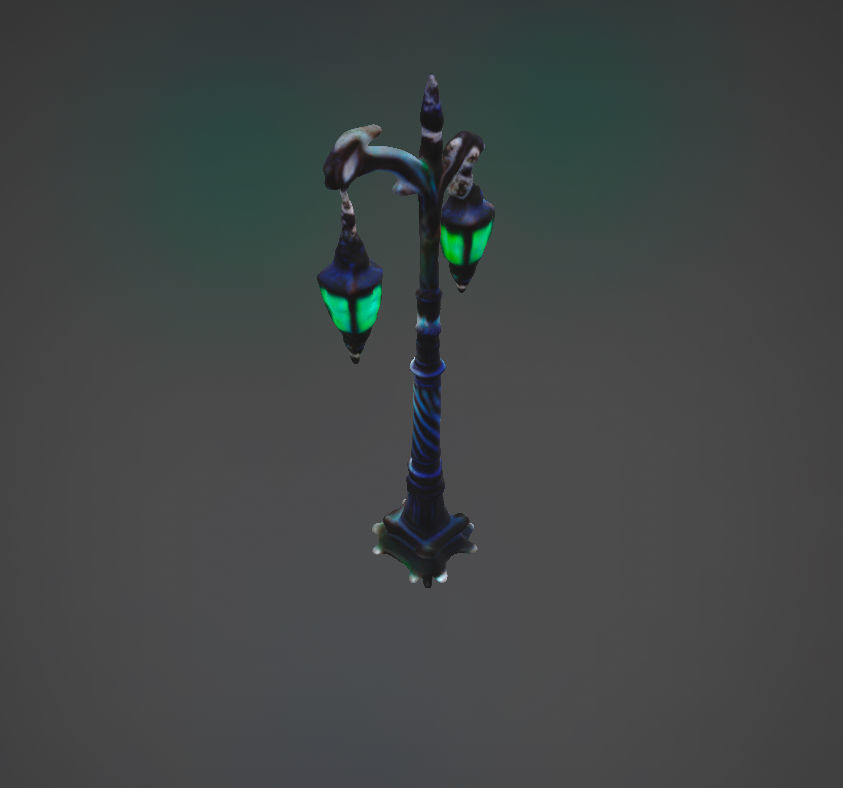 Gothic lamp post with flourescent colours  3D print model_2