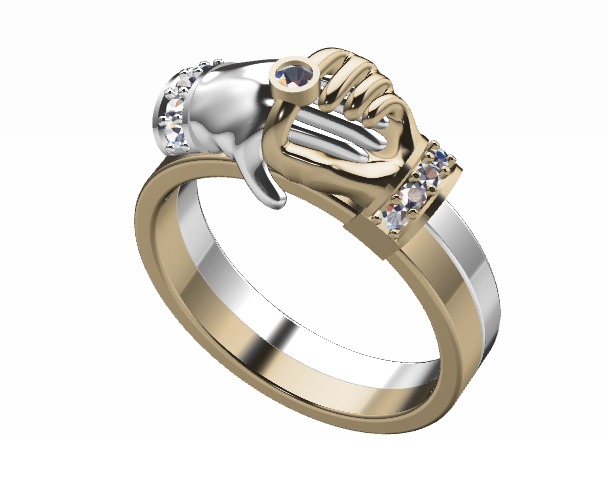 THE RING IS SHAPED IN THE SHAPE OF SHAKING HANDS 3D print model_6