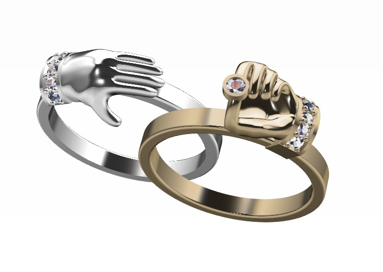 THE RING IS SHAPED IN THE SHAPE OF SHAKING HANDS 3D print model_7