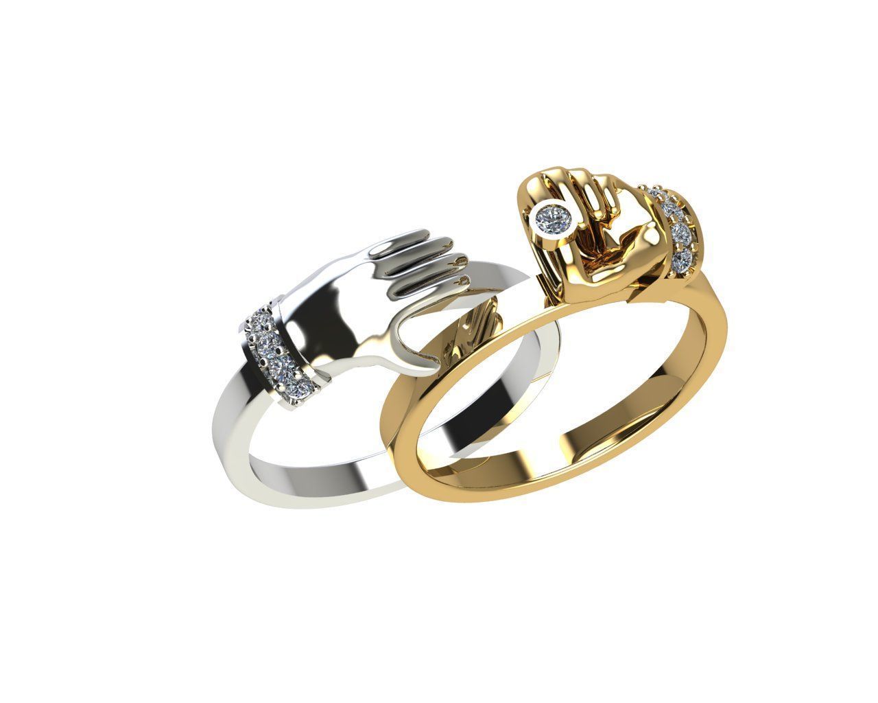 THE RING IS SHAPED IN THE SHAPE OF SHAKING HANDS 3D print model_2