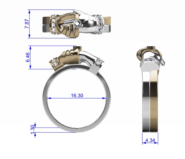 THE RING IS SHAPED IN THE SHAPE OF SHAKING HANDS 3D print model_3