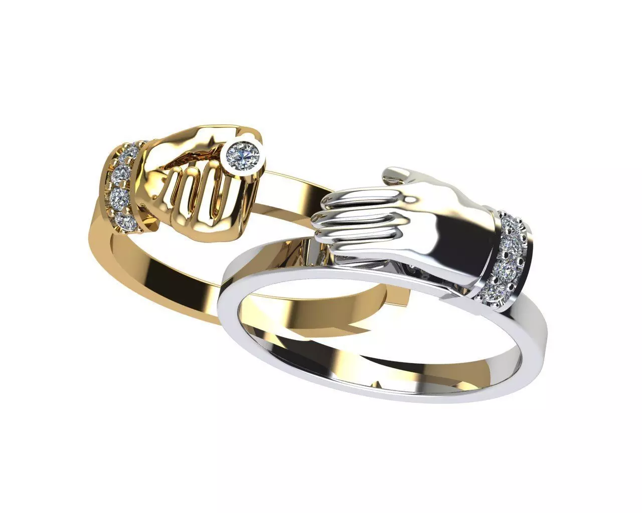 THE RING IS SHAPED IN THE SHAPE OF SHAKING HANDS 3D print model_0